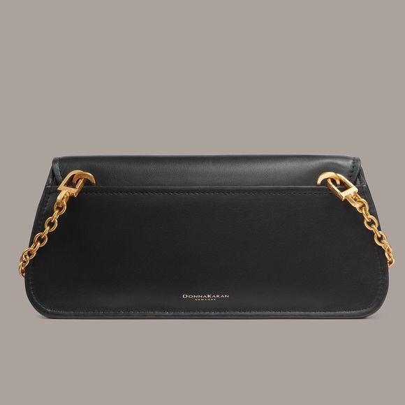 Donna Karan Sag Harbor Shoulder Bag - Black with Gold Hardware - Picture 3 of 4